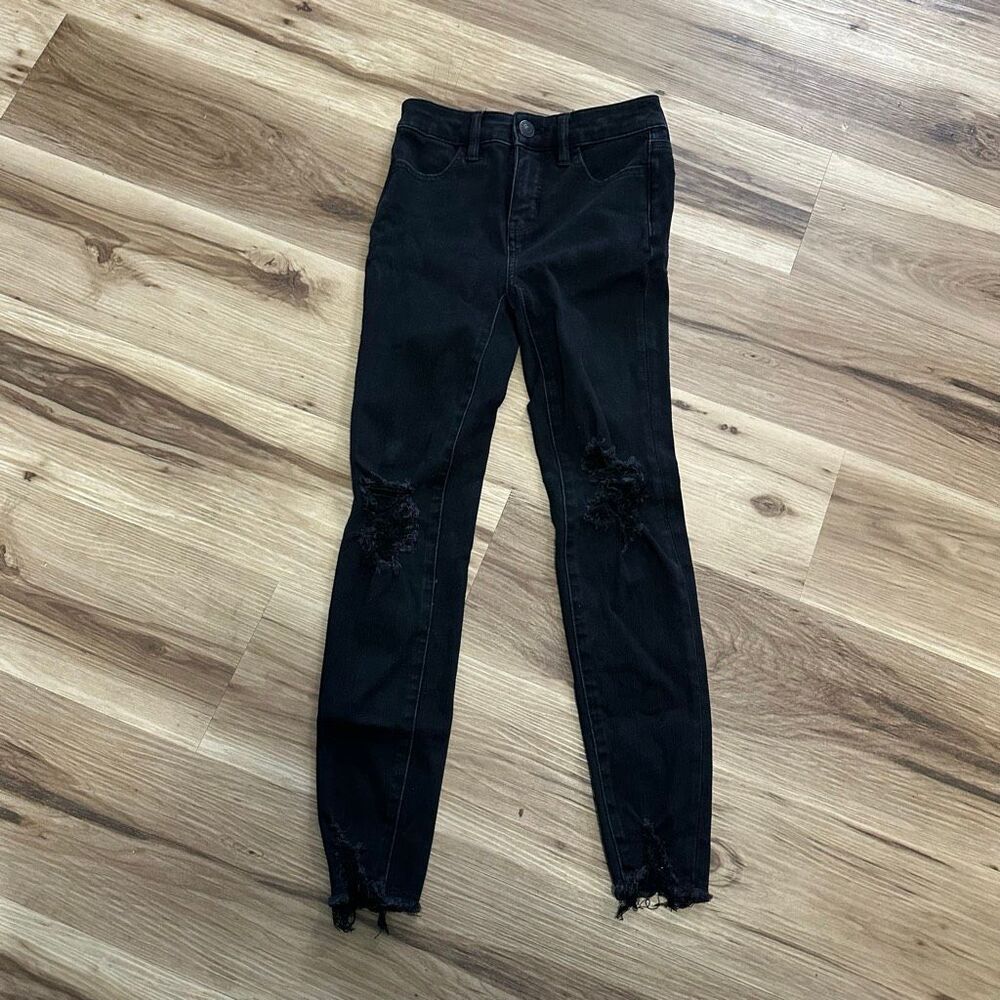 American Eagle high rise black stretch size 0 jeans